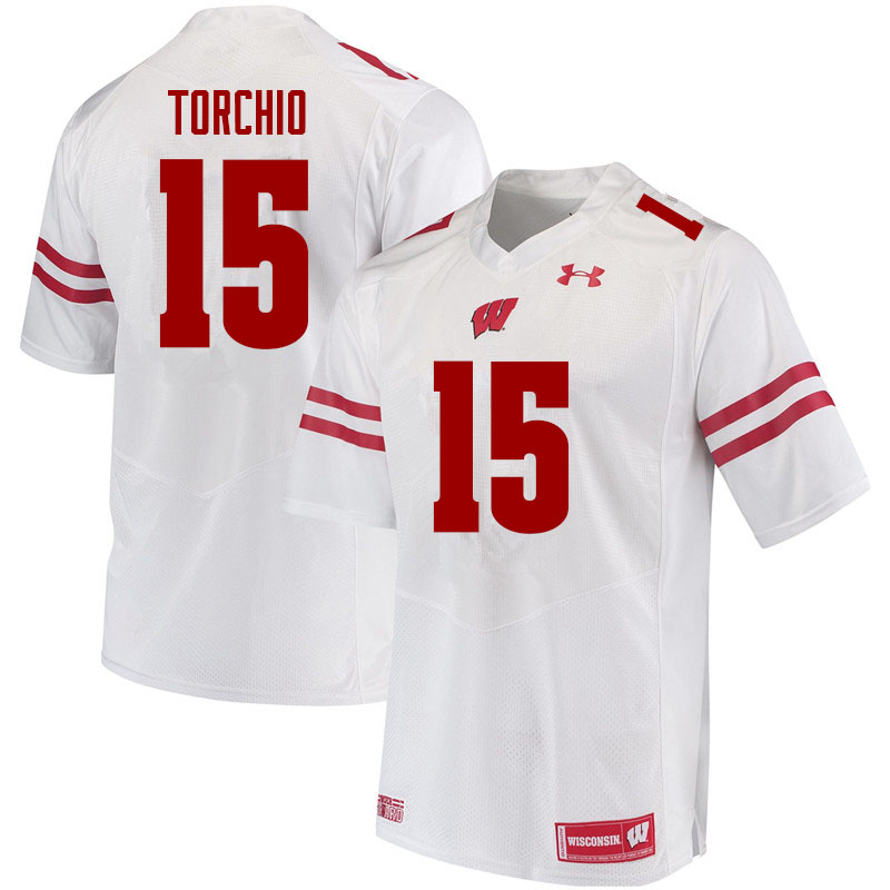 Wisconsin Badgers Men's #15 John Torchio NCAA Under Armour Authentic White College Stitched Football Jersey RR40V04VM